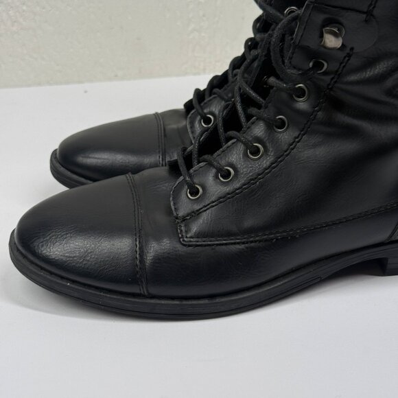 GH Bass & Co Patricia Combat Lace-Up Boots Black Faux Leather Size 9M - Picture 6 of 13